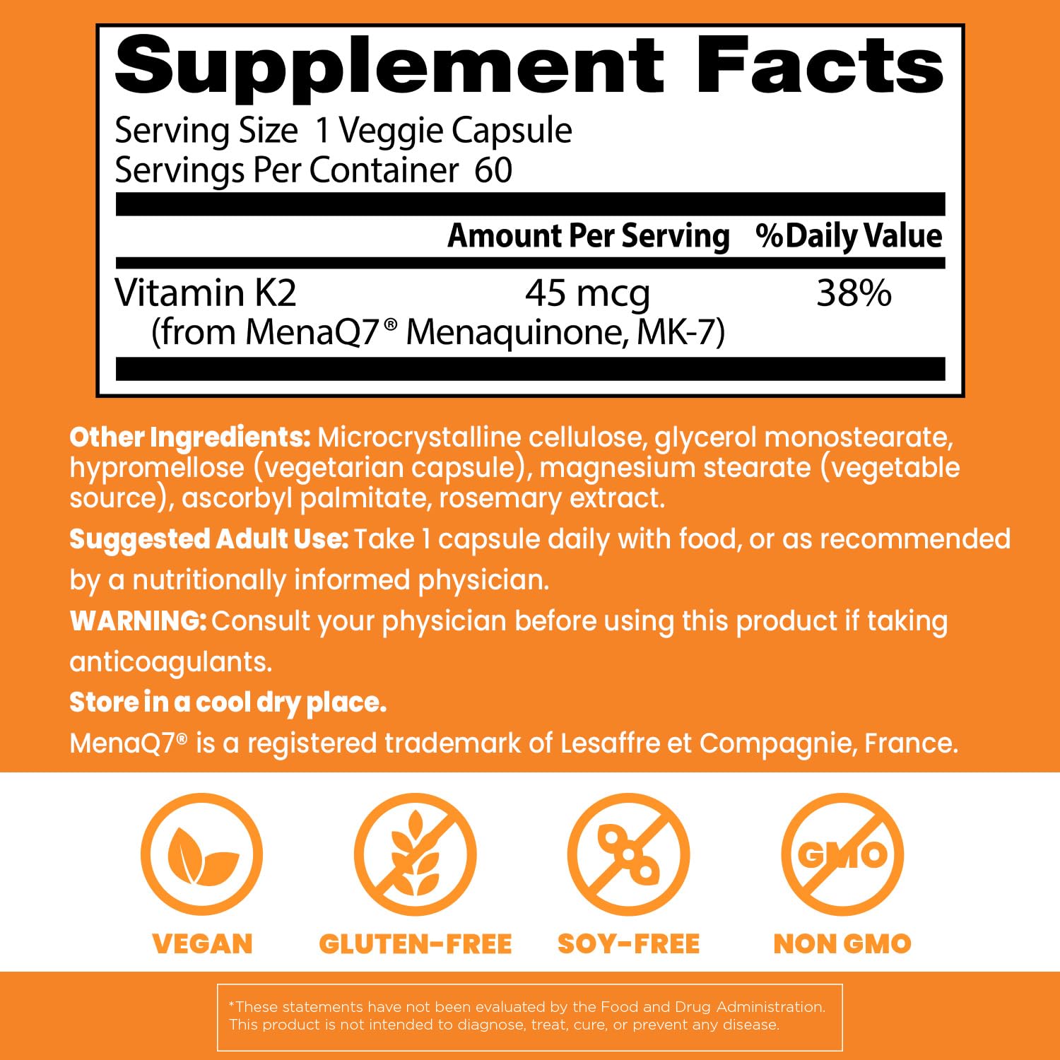 Vitamin K2 MK-7 bottle with MenaQ7 label