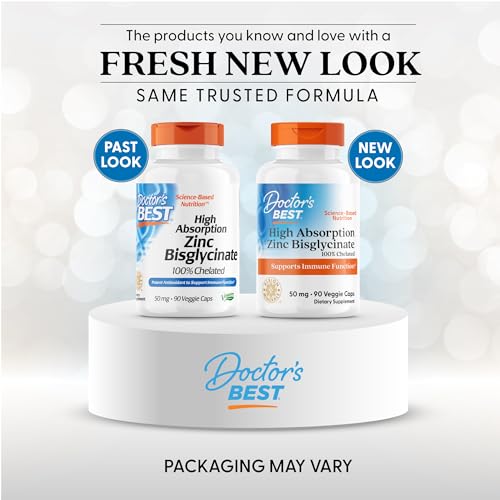 Close-up of zinc bisglycinate 50mg capsules showing high absorption formula