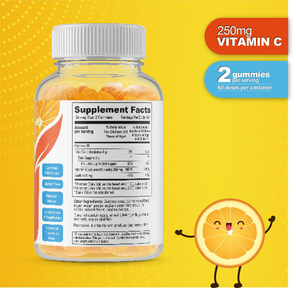 Close-up of Doctor's Finest Vitamin C Gummies for Kids orange flavor