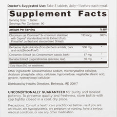 Close-up of GlucoGold tablets showing daily dose.