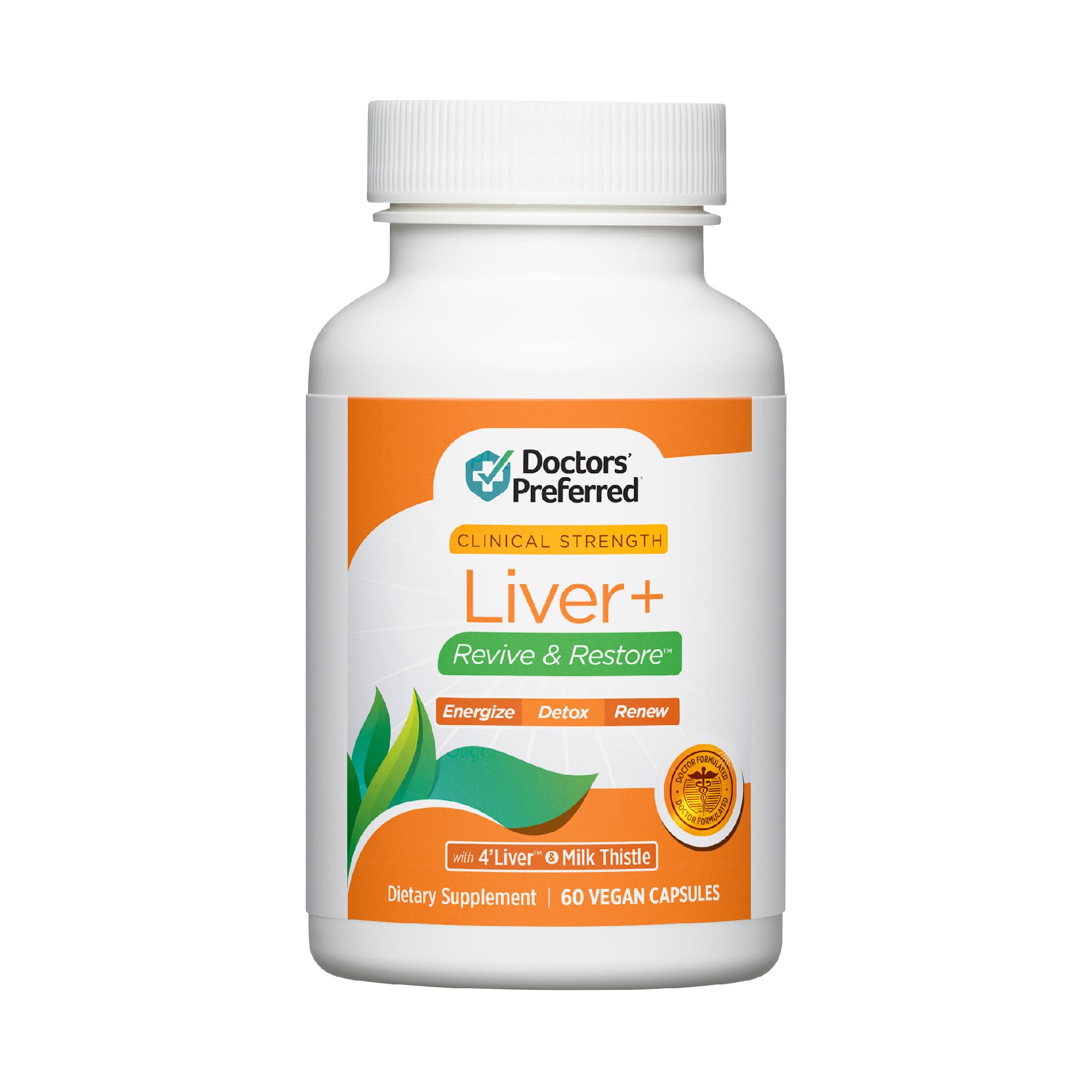 Front view of DOCTORS' PREFERRED Liver+ Revive & Restore bottle