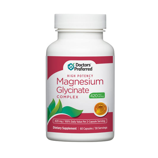 DOCTORS' PREFERRED Magnesium Glycinate bottle with 420 mg per serving