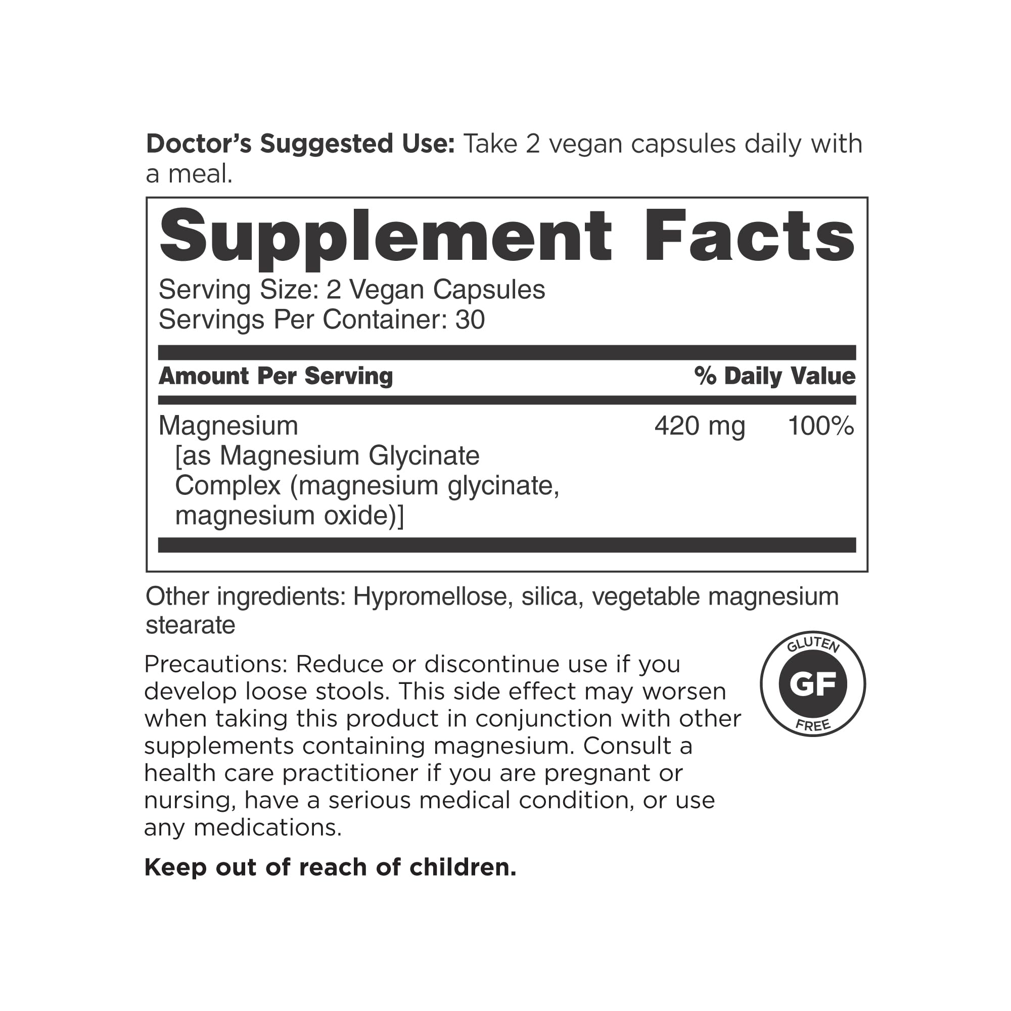 Label showing 420 mg per serving on DOCTORS' PREFERRED product