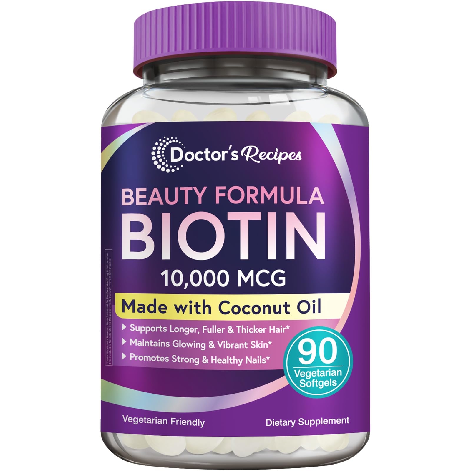Doctor's Recipes Biotin 10,000 mcg softgels bottle - 90 count