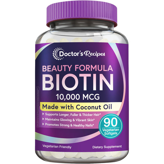 Doctor's Recipes Biotin 10,000 mcg softgels bottle - 90 count
