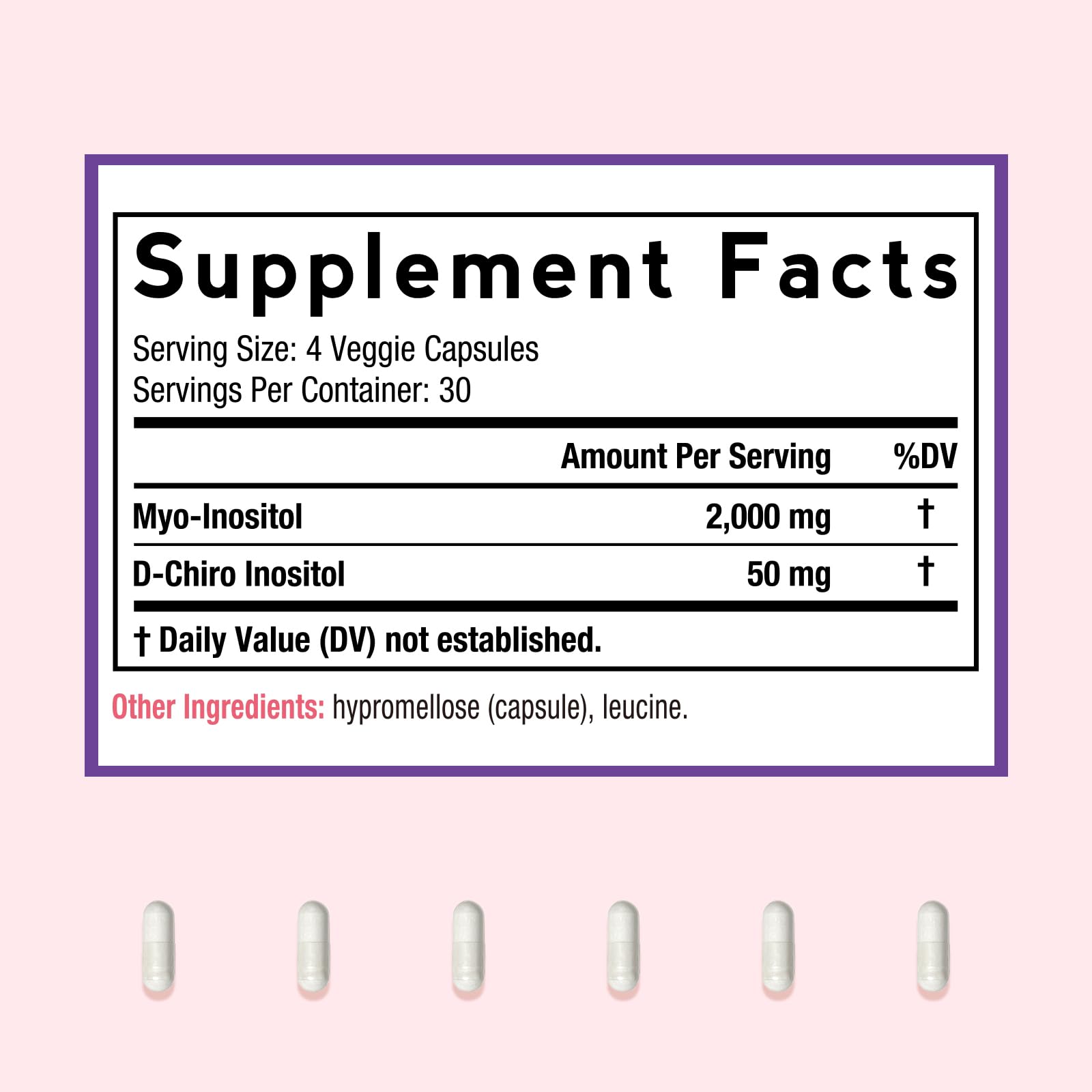 Non-GMO, vegan-friendly inositol supplement packaging