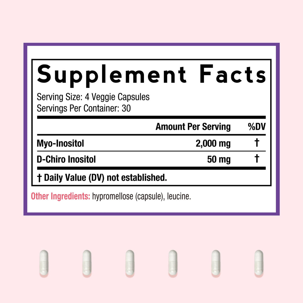 Non-GMO, vegan-friendly inositol supplement packaging