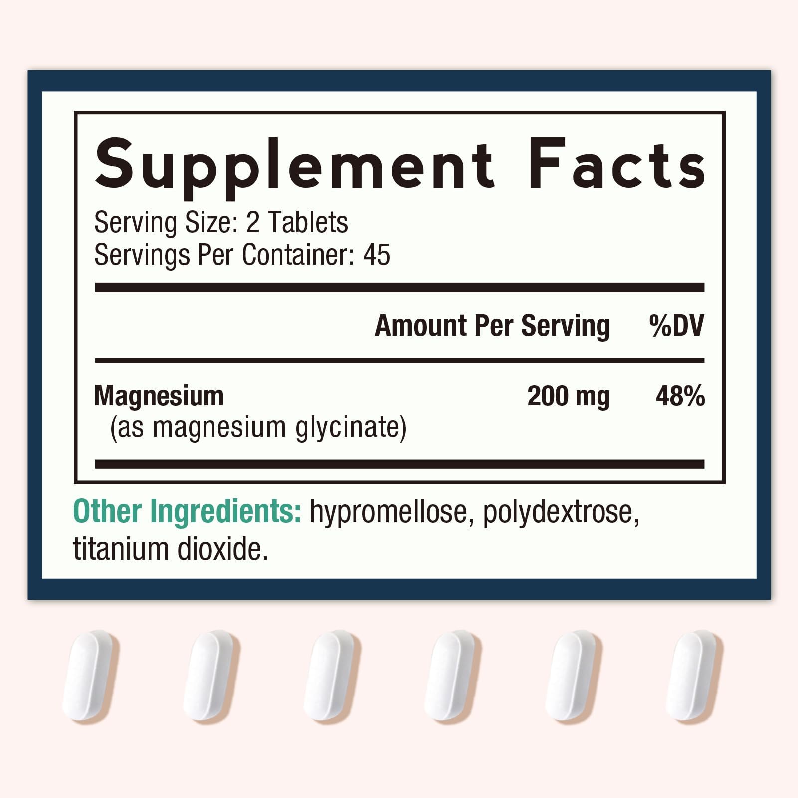 Close-up of magnesium glycinate chelated formula label