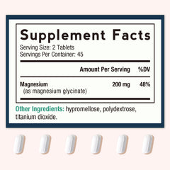 Close-up of magnesium glycinate chelated formula label