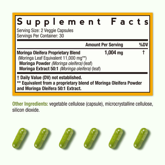 Close-up of Moringa leaf powder and 50:1 extract