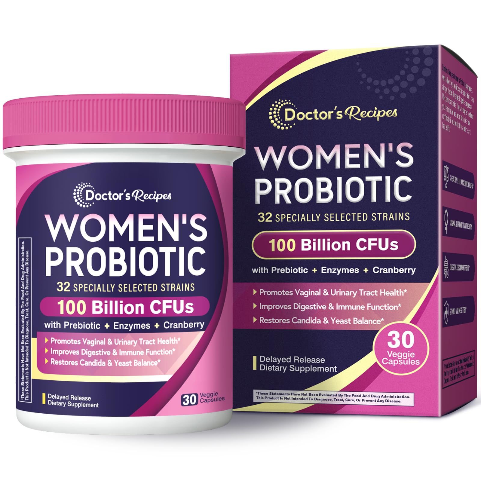 Doctor's Recipes Probiotics for Women bottle with 30 capsules