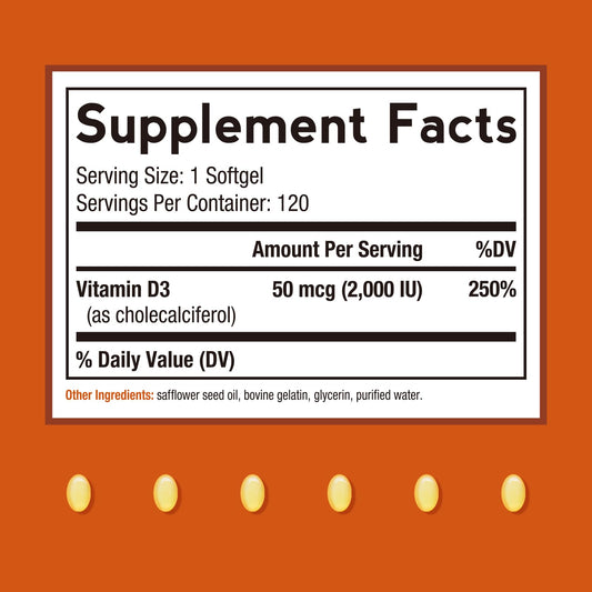 Vitamin D3 2000 IU label close-up