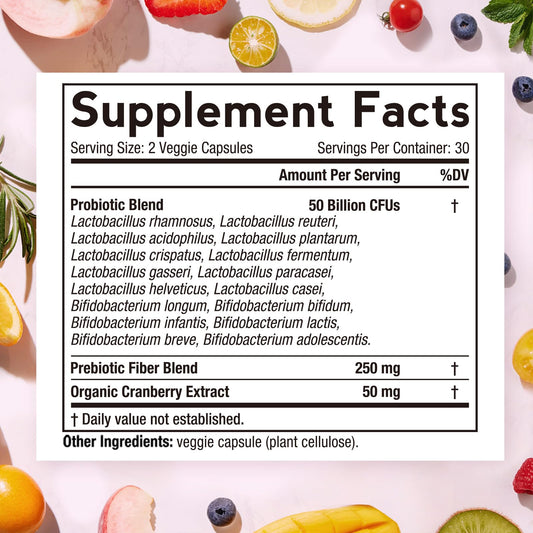 Back label with dosage and ingredients information