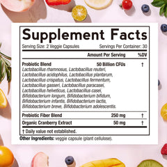 Back label with dosage and ingredients information