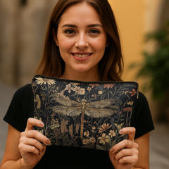 DOFQZ Moody Floral Dragonfly zipper pouch doubles as travel organizer