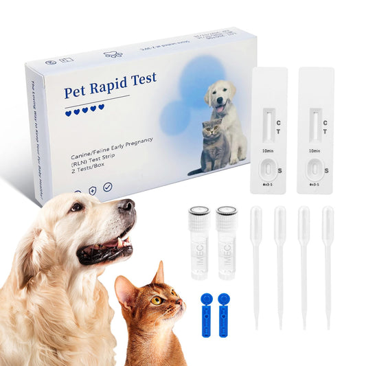 Product shot of Dog & Cat Pregnancy Test Kit with all components