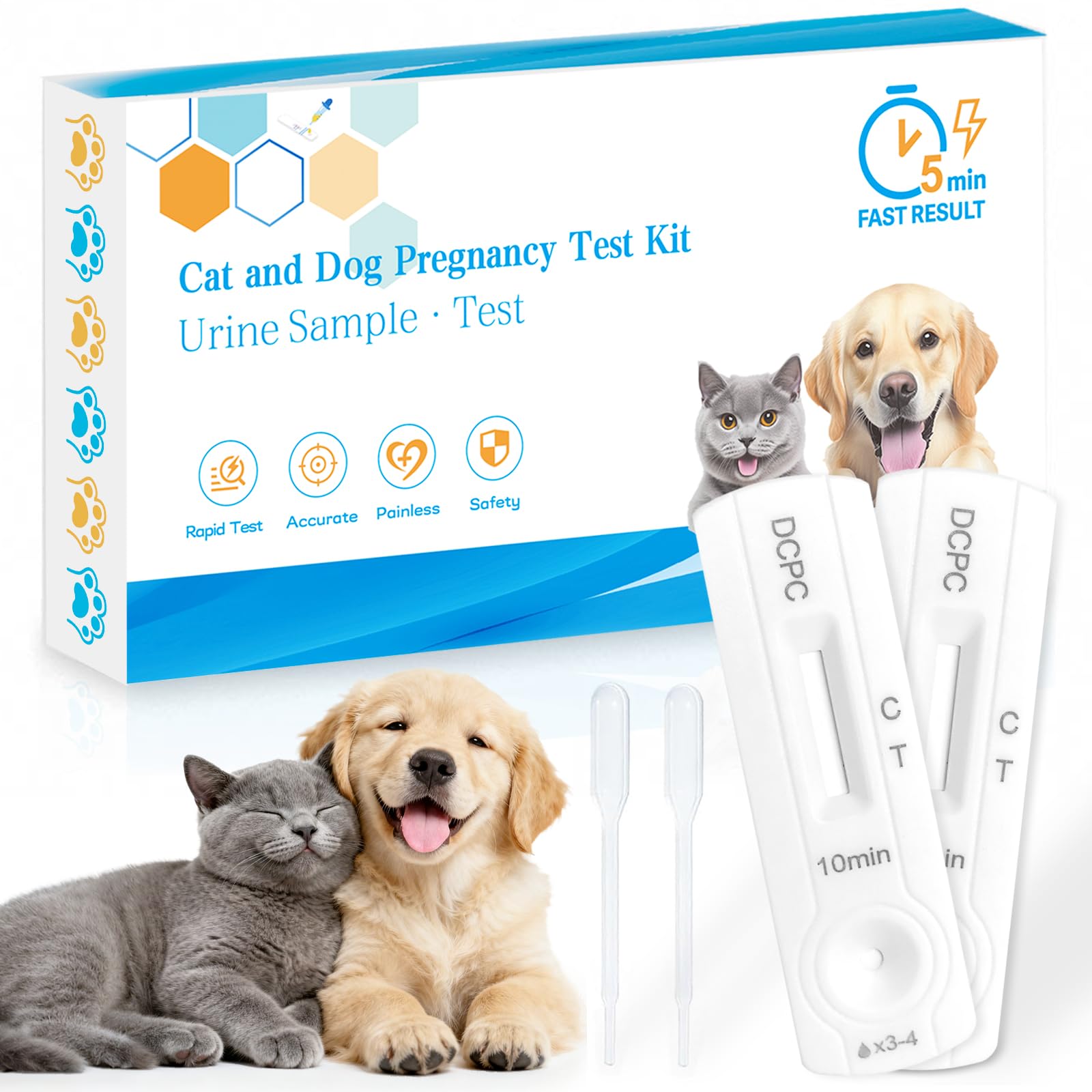 Front view of 2-pack Dog and Cat Pregnancy Test Kit packaging