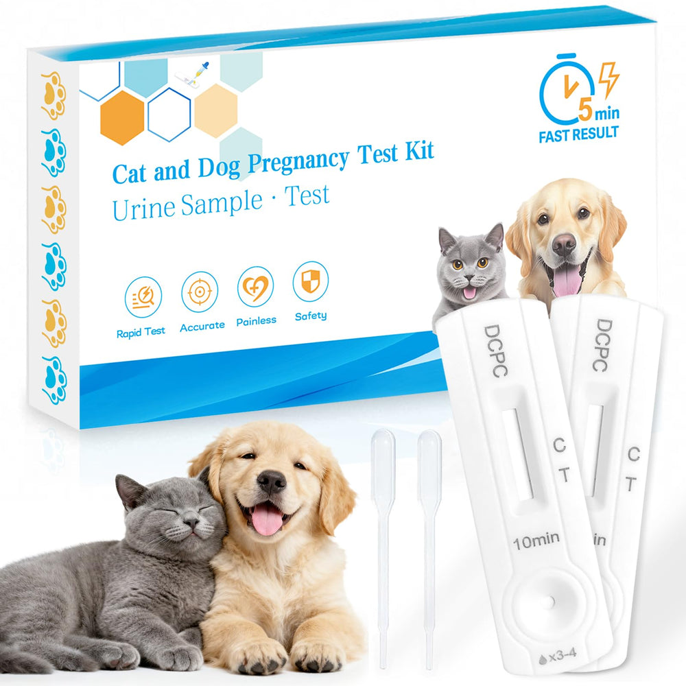 Front view of 2-pack Dog and Cat Pregnancy Test Kit packaging