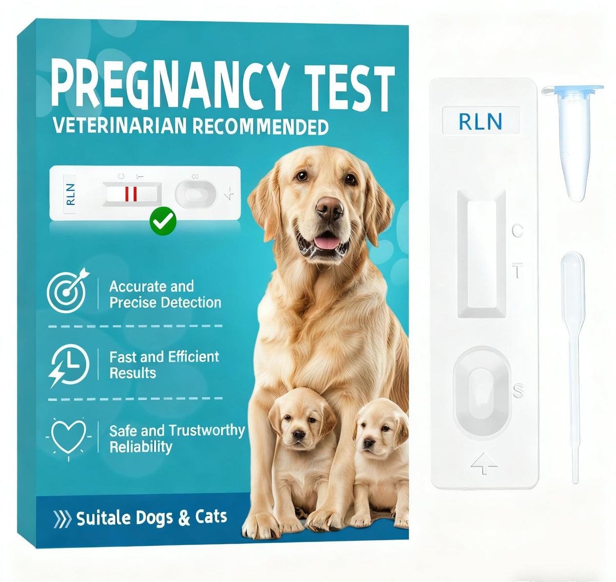 Box of at-Home Dog Pregnancy Test Kit on a table