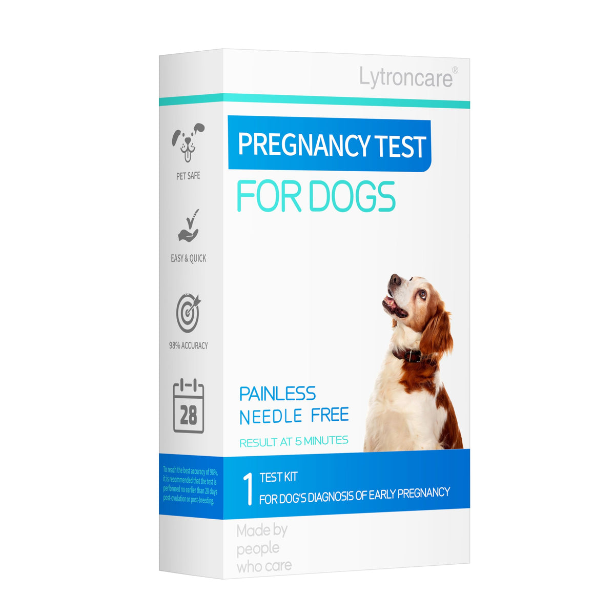 At-home dog pregnancy test kit being prepared