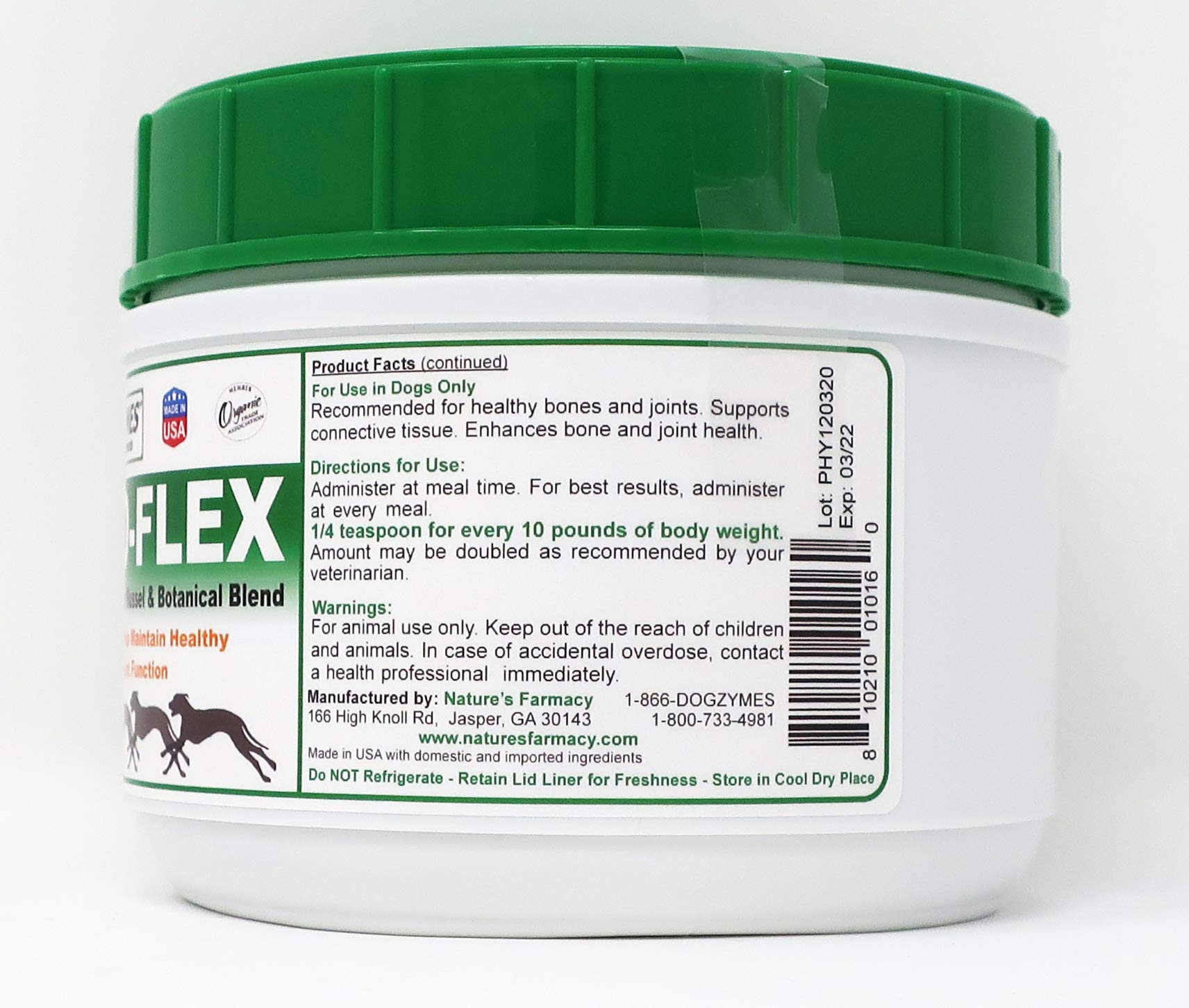 Dogzymes Phyto Flex bottle with label showing product name