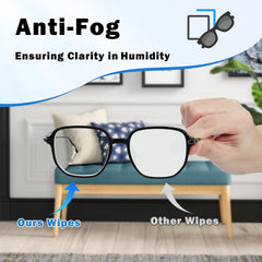 Anti-fog, streak-free cleaning result close-up