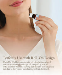 Don Du Ciel Well-Being roll-on on skin for soothing ritual.