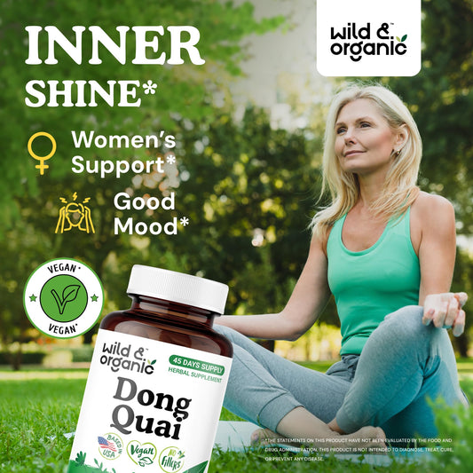 Close-up of Dong Quai root capsules and 1000 mg per serving concept