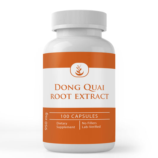 Bottle of 100 Dong Quai root extract capsules