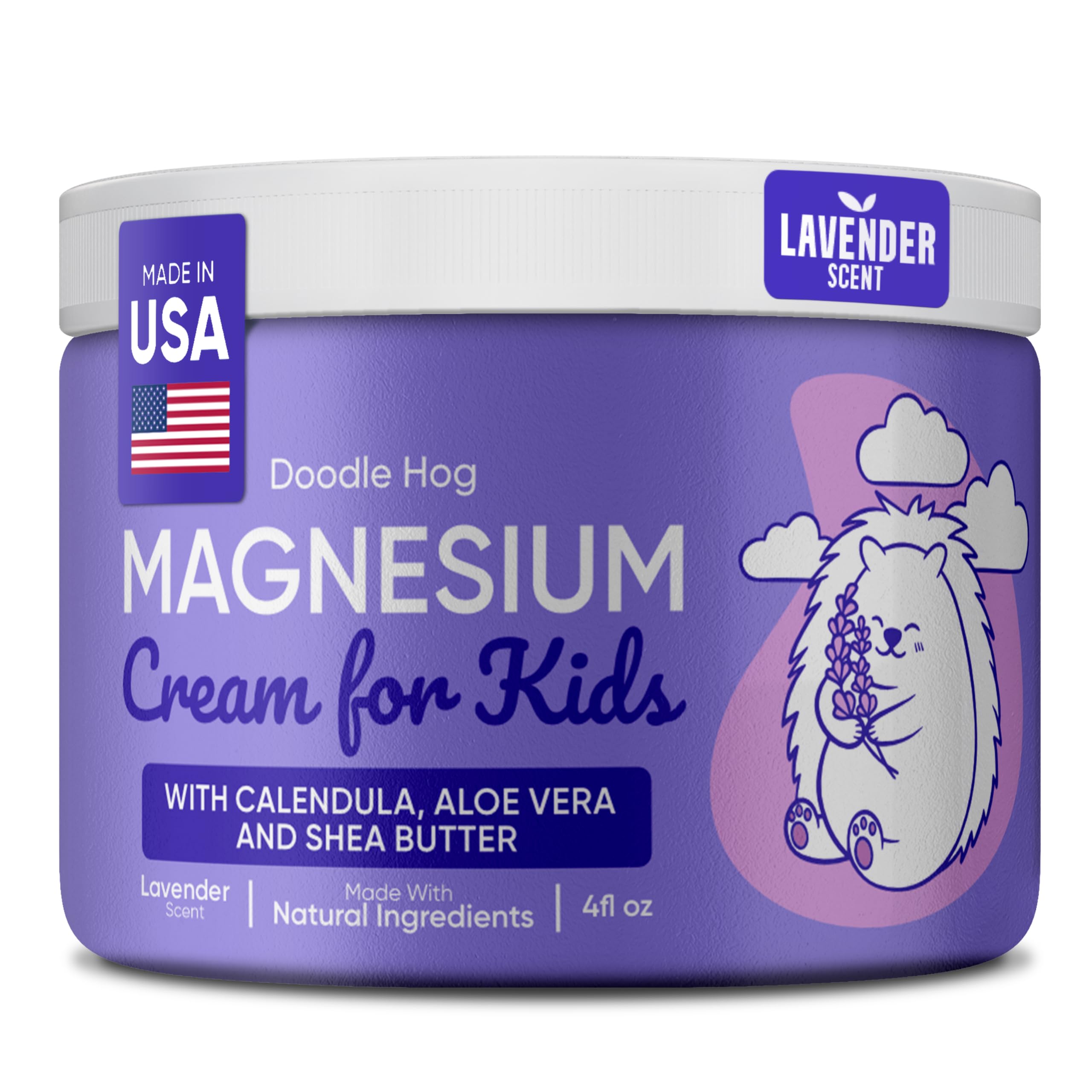 Doodle Hog Magnesium Cream for Kids Lavender 4 oz jar