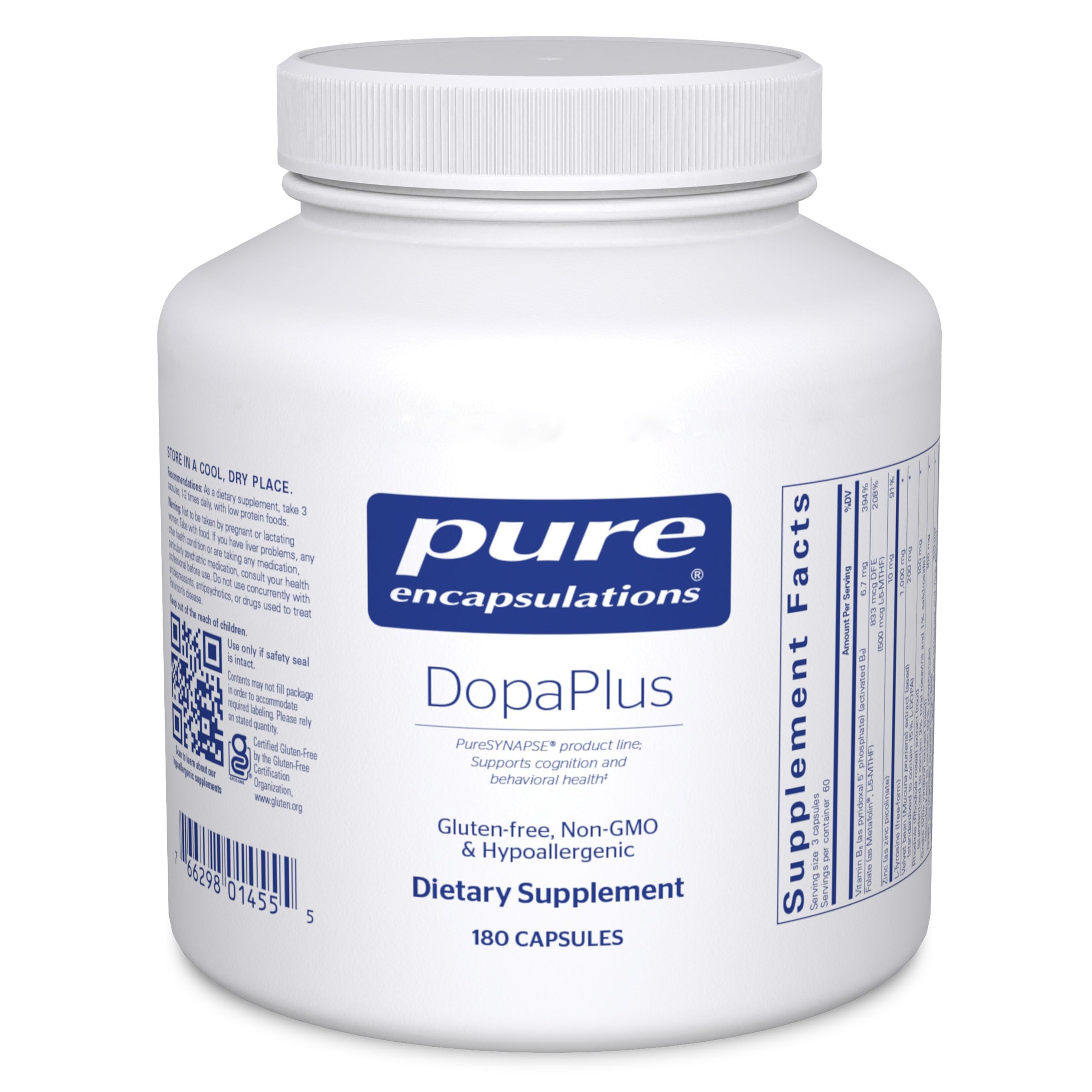 Pure Encapsulations DopaPlus bottle with 180 capsules