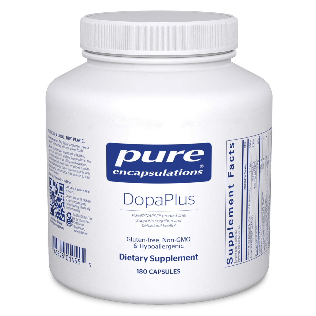 Pure Encapsulations DopaPlus bottle with 180 capsules