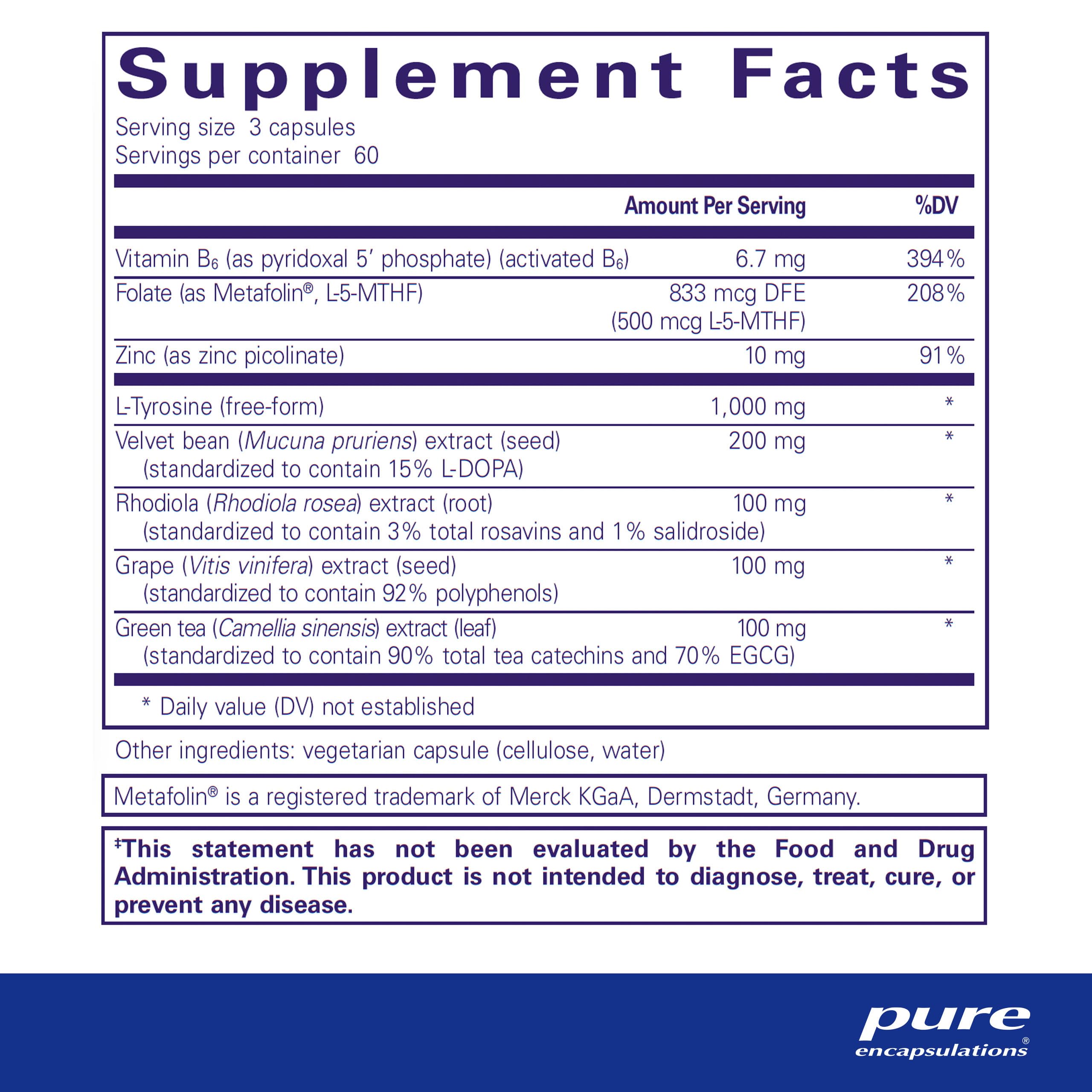 Vitamin B6 and zinc picolinate components in DopaPlus