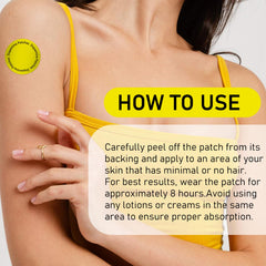 Patch applied to clean, hair-free skin