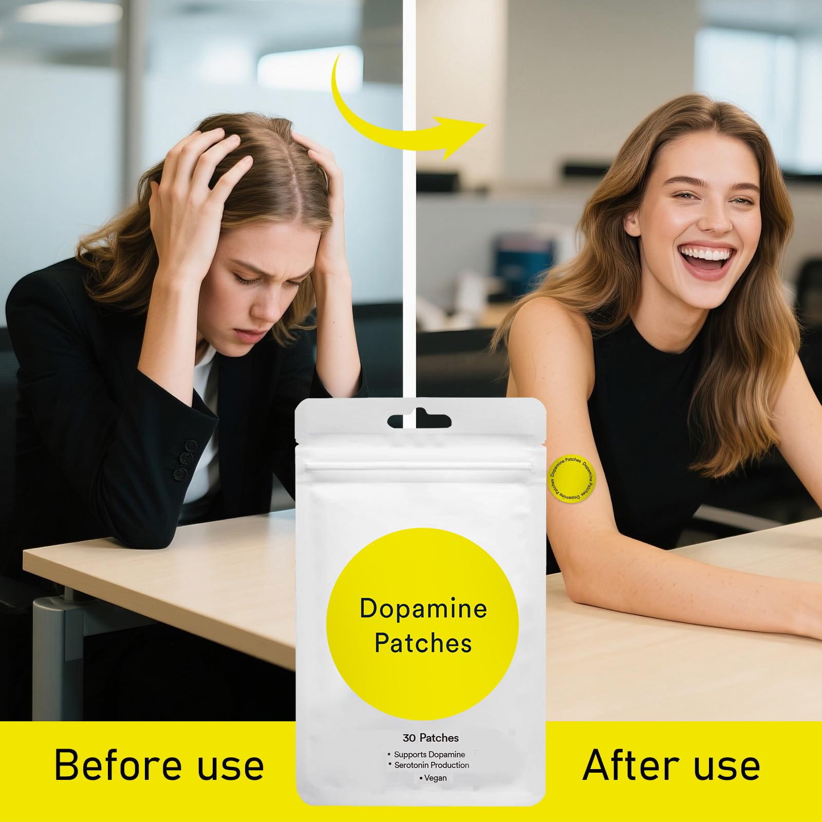 Two-box set of dopamine patches for daily use