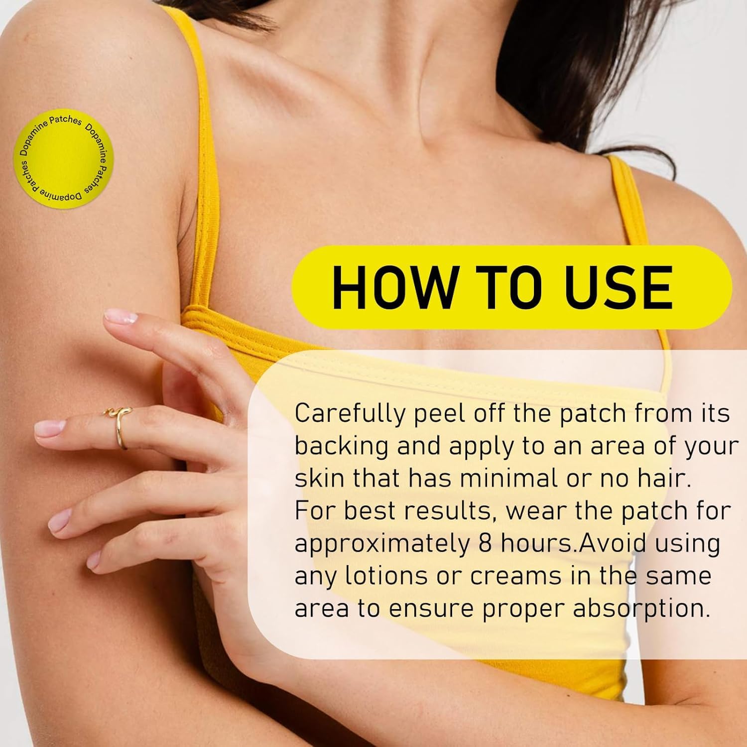Patch application on skin showing ease of use