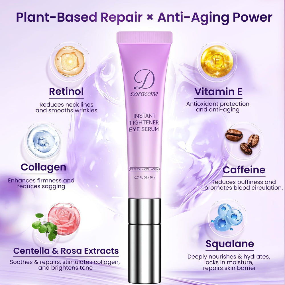 Doracome peptides hydration boost for firmer, smoother eye contour.