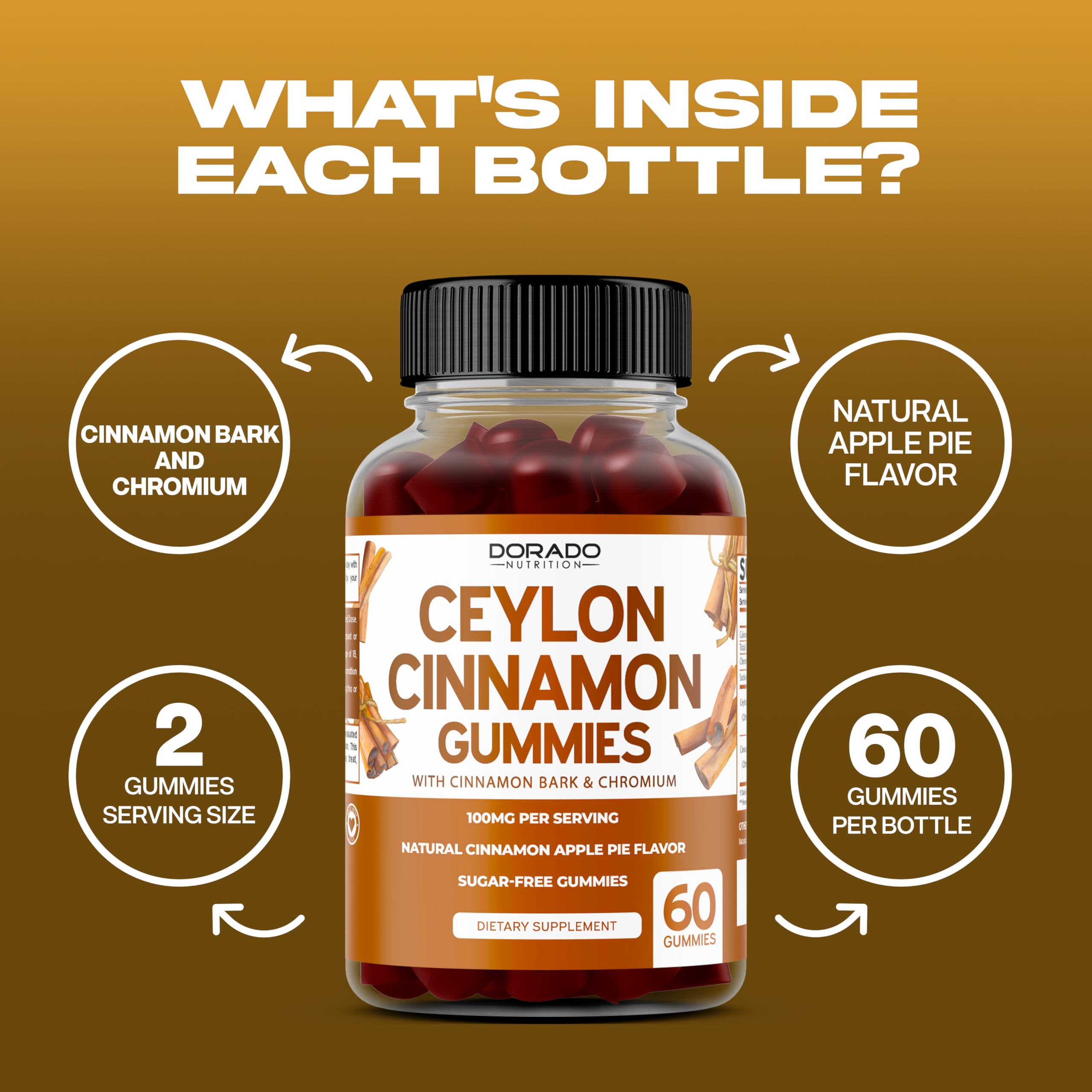 DORADO NUTRITION cinnamon and botanicals display showing ingredient transparency benefit
