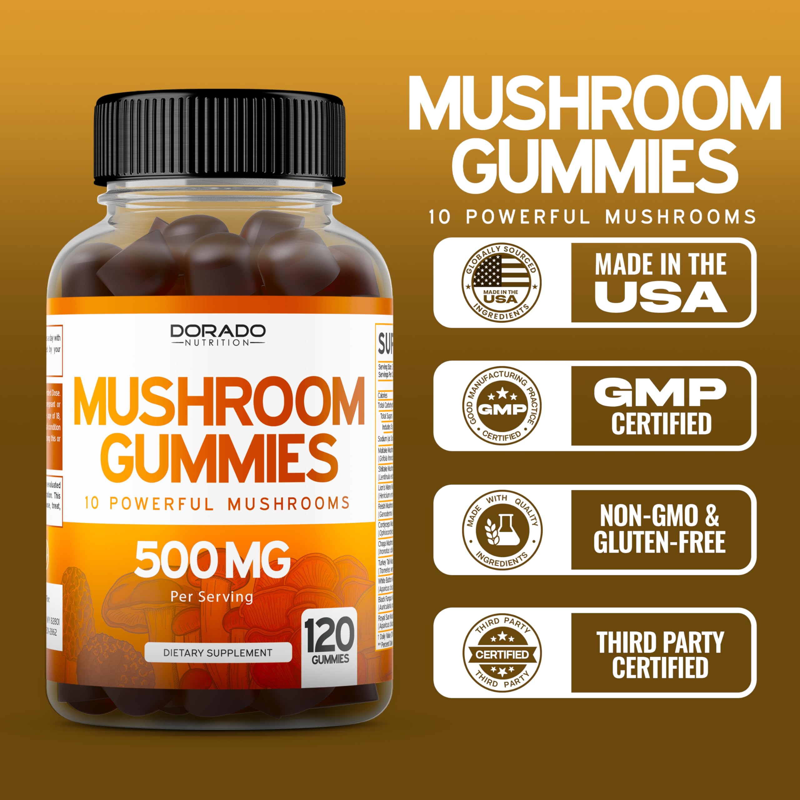 Dorado Nutrition mushroom gummies product image pack 2