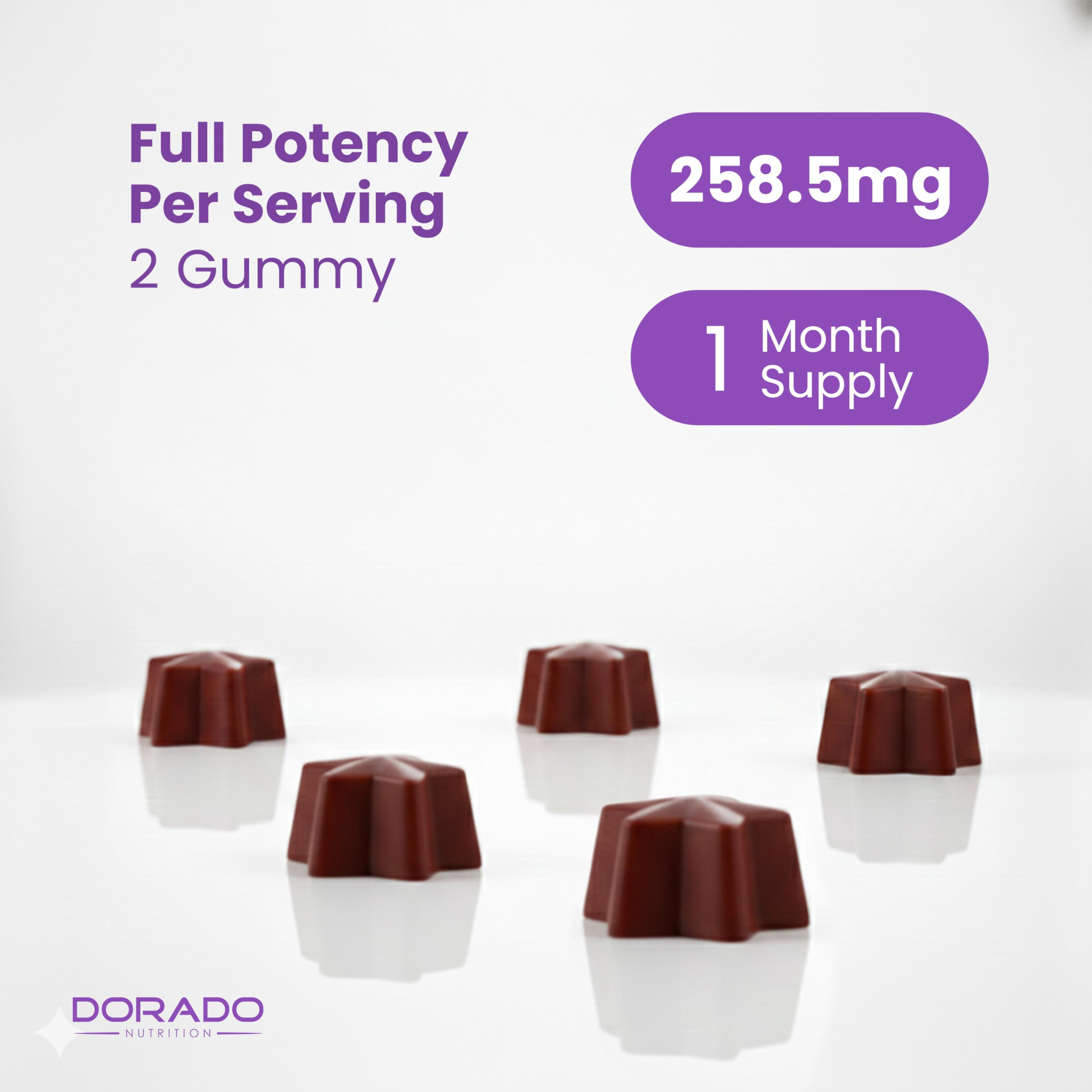 DORADO NUTRITION back label close-up listing ingredients and testing info