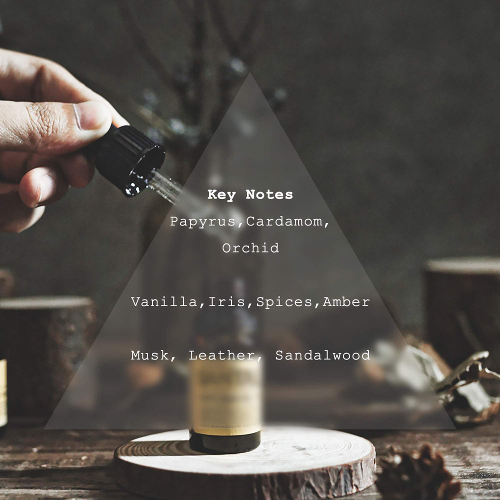 Close-up of Doratelier Santal Diffuser Oil bottle label