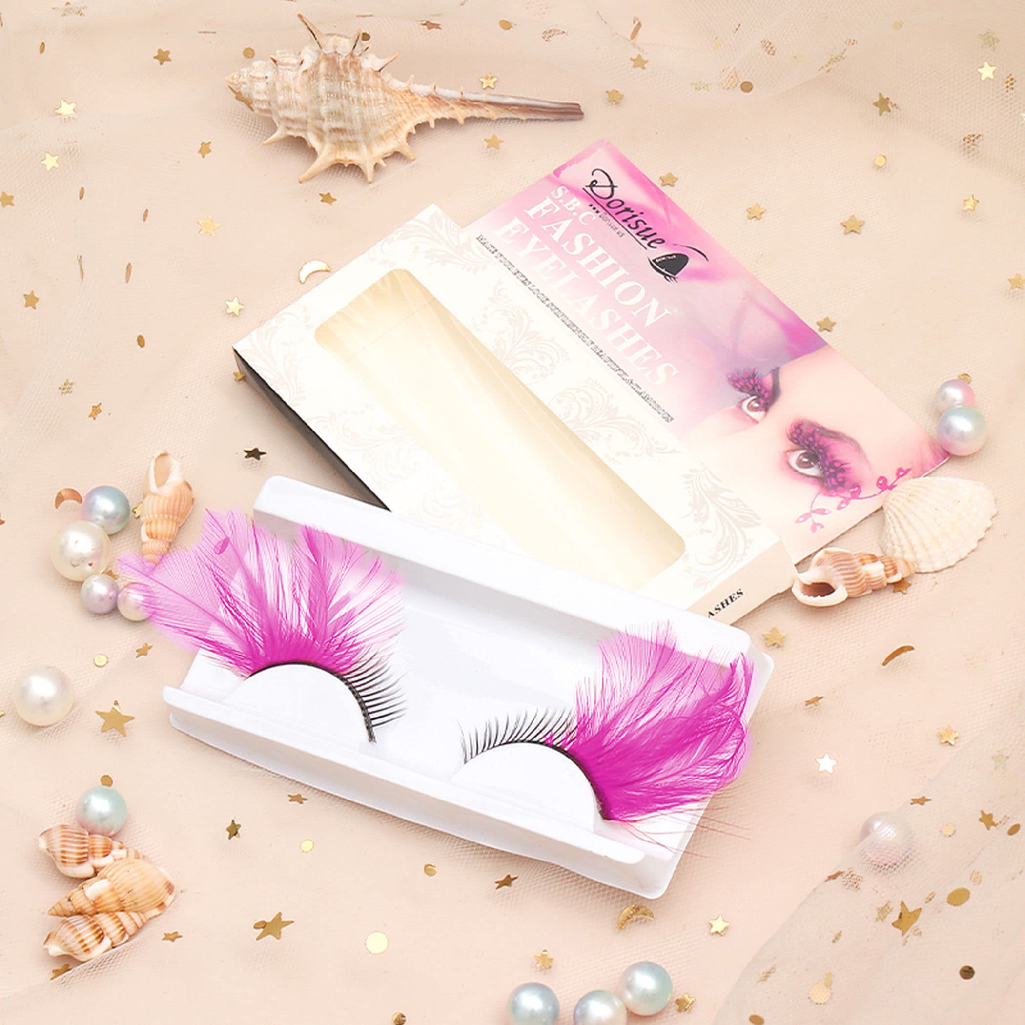 Dorisue Dorise vibrant pink lashes to brighten eye color.