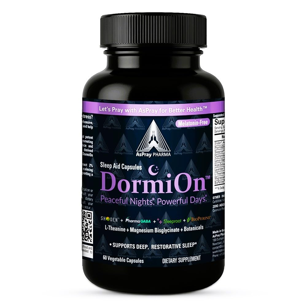 DormiOn Melatonin-Free Sleep Aid bottle front view with 60 capsules