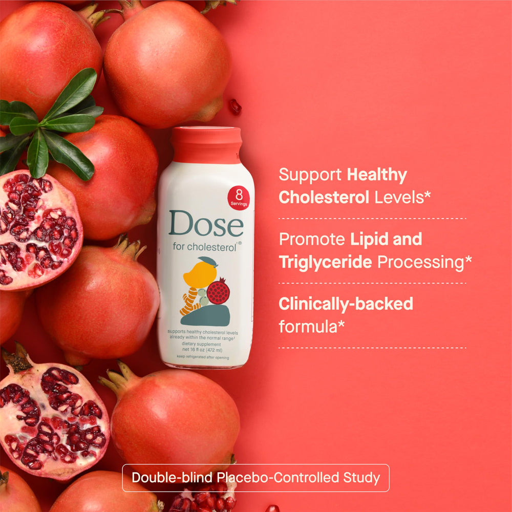 DOSE for Cholesterol 16oz bottle – side view with label