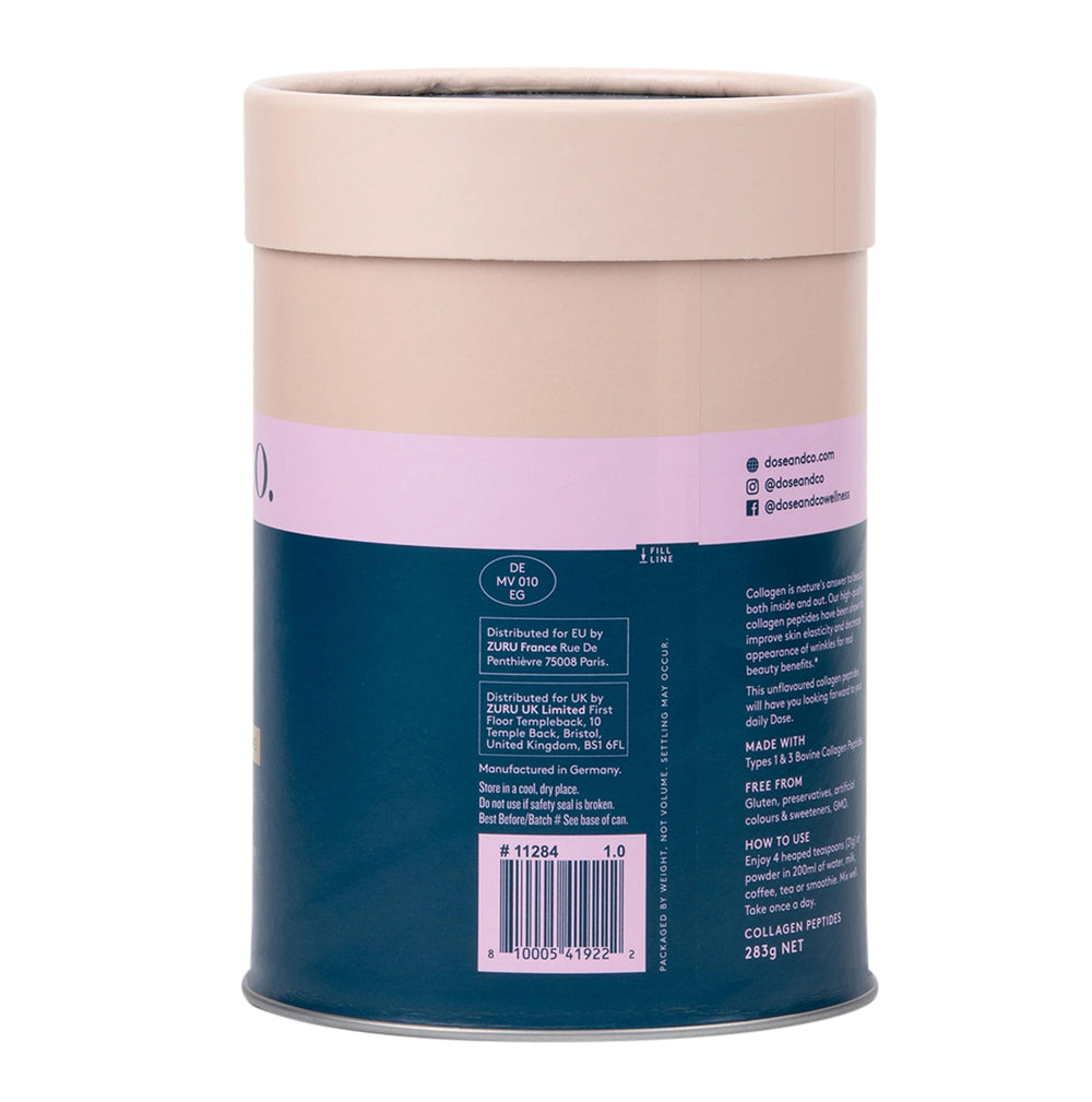 DOSE & CO tub shows premium Type I & III collagen.