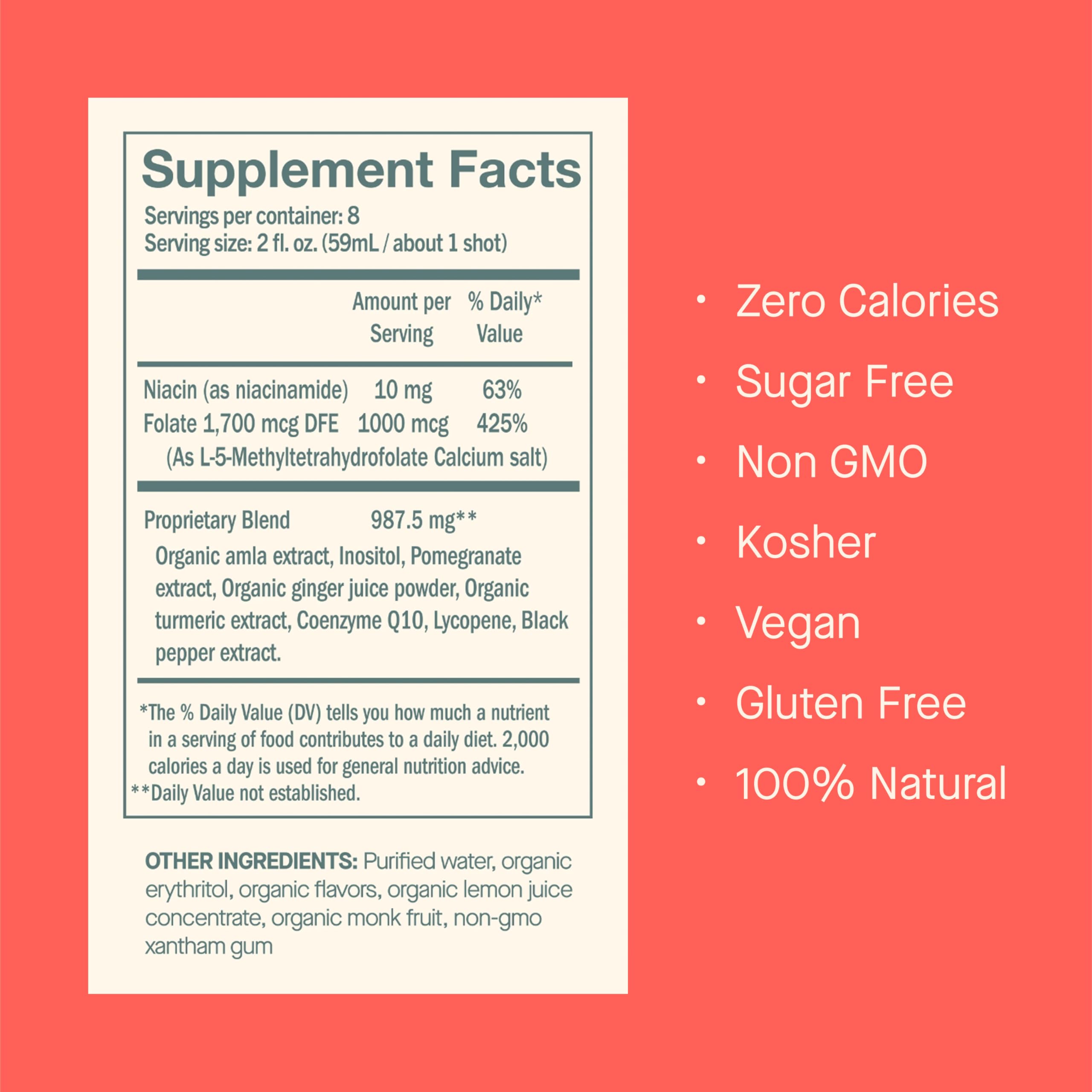 DOSE bottle highlighting zero sugar and vegan features.