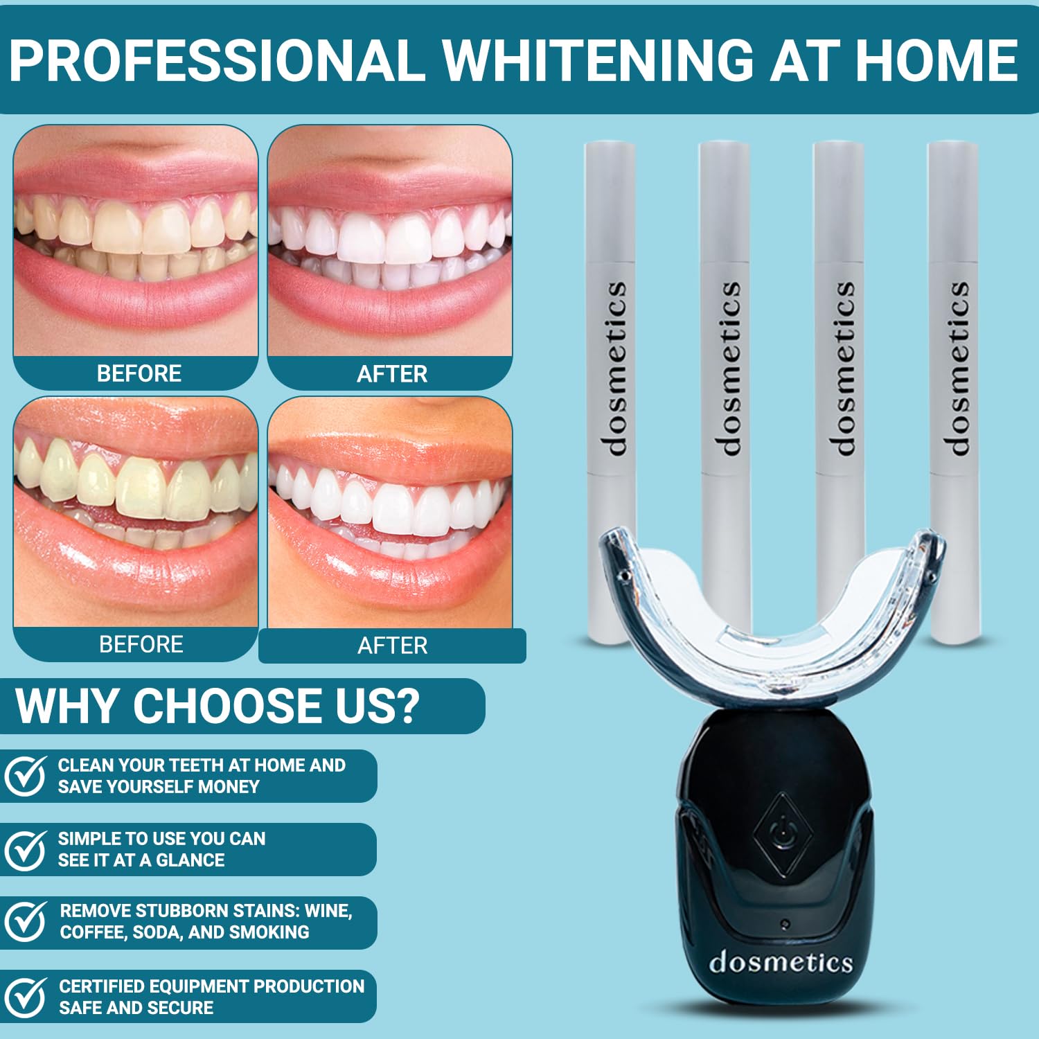 Portable charging base and cable for on the go whitening