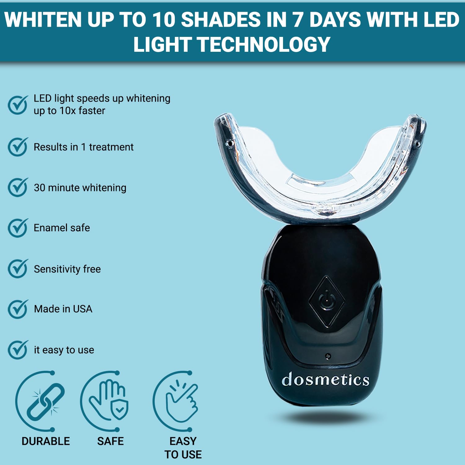 Person using the DOSMETICS whitening kit