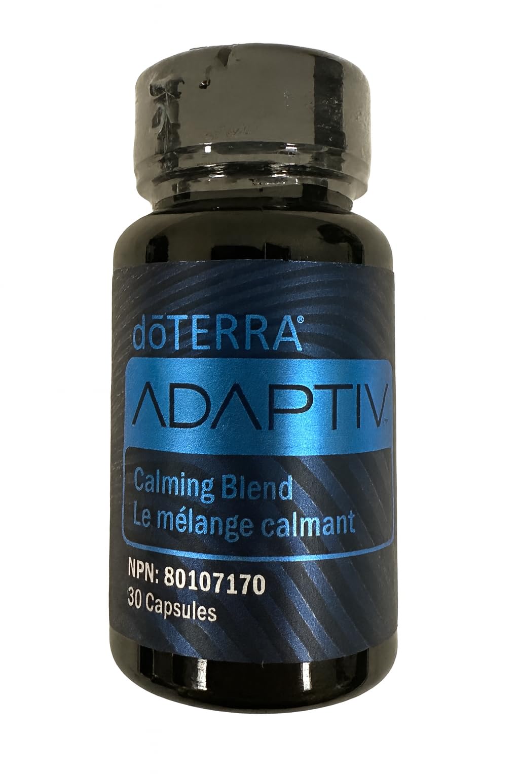 Bottle of doTERRA Adaptiv Calming Blend Capsules with label visible