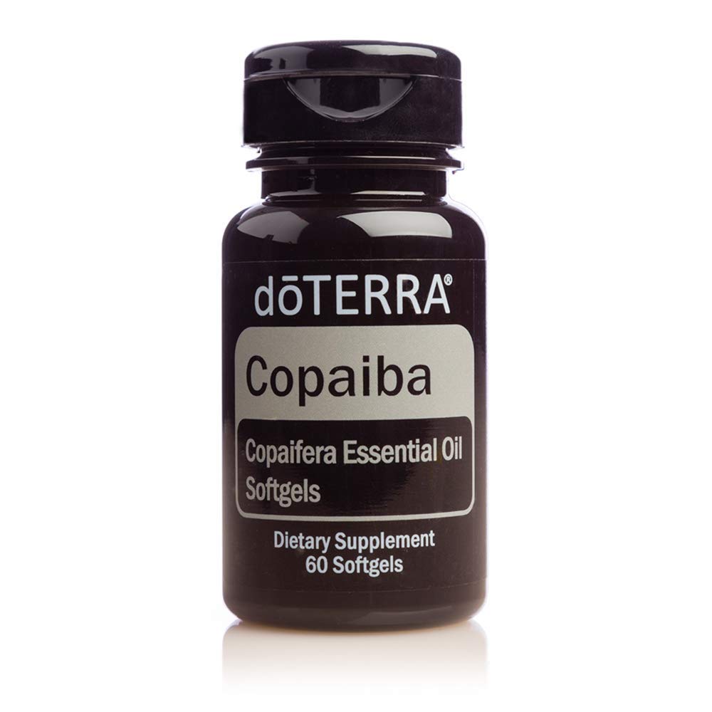 Bottle of doTERRA Copaiba Softgels with label